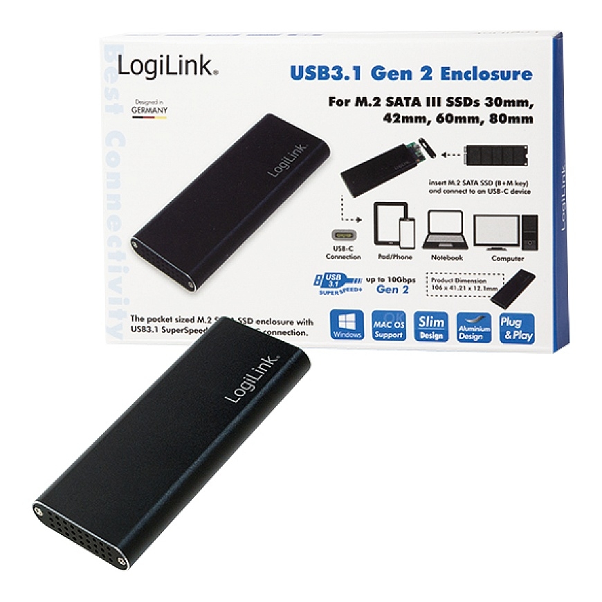 LogiLink UA0314 storage drive enclosure SSD enclosure Black M.2 – 4