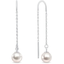Brilio Silver Silver thread earrings with real pearl EA1289W
