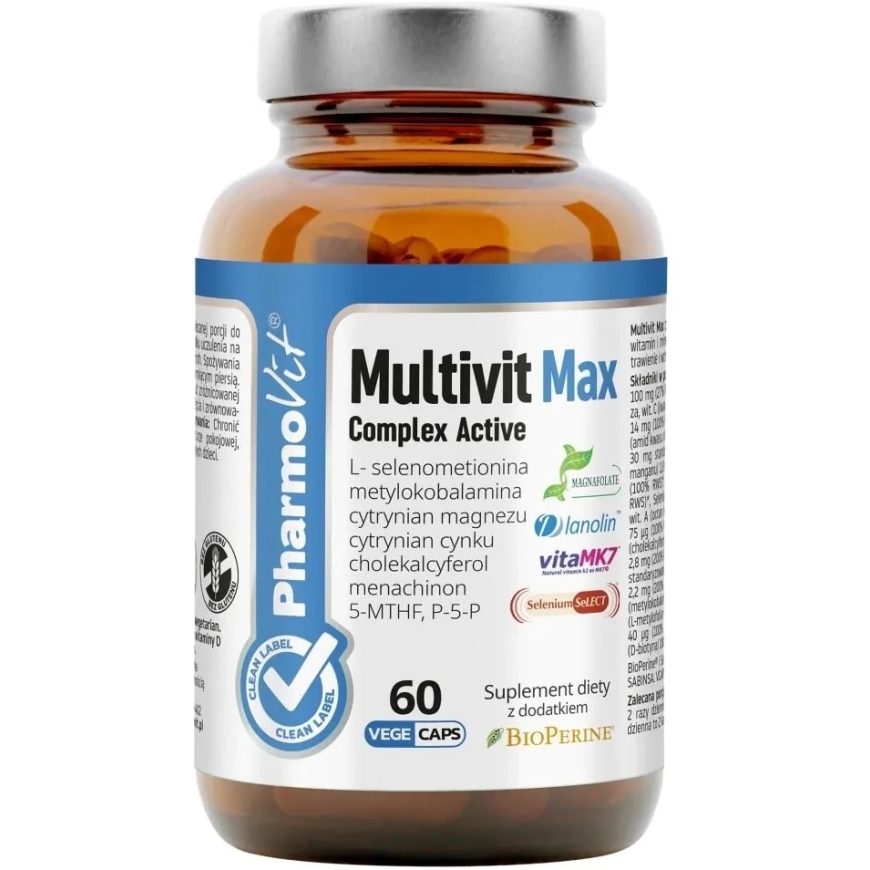 Pharmovit „Multivit Max Complex Active“ maisto papildas, 60 kapsulių – 2