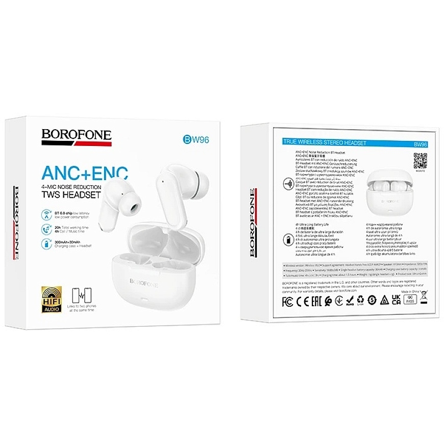 Borofone TWS Bluetooth наушники BW96 Mellow белые – 3