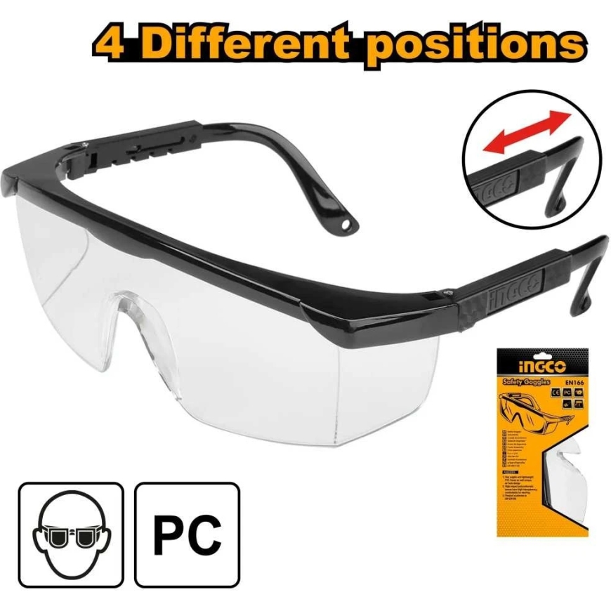 Ingco HSG142 aizsargbrilles, caurspīdīgas, 8,6 l – 2