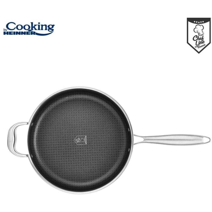 STAINLESS STEEL DEEP FRYING PAN + 3-LAYER GLASS LID 28*7.5 CM, 4.2 L, TITANIUM3, COOKING BY HEINNER – 4