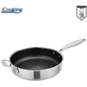 STAINLESS STEEL DEEP FRYING PAN + 3-LAYER GLASS LID 28*7.5 CM, 4.2 L, TITANIUM3, COOKING BY HEINNER
