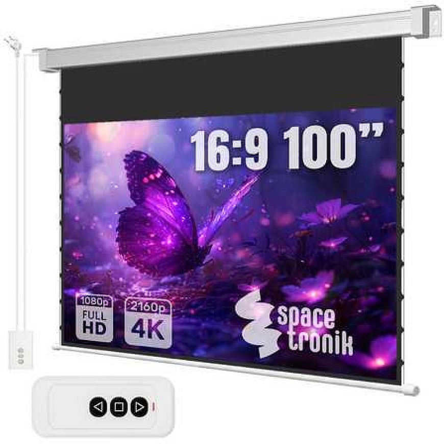 Spacetronik Elektrisks projekcijas ekrāns ar spriegumu