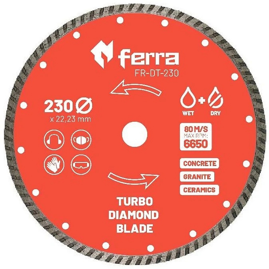 Ferra turbo dimanta disks sausam un