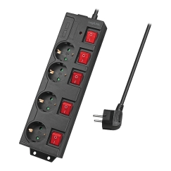 LogiLink LPS251 power extension 1.5 m 4 AC outlet(s) Indoor Black