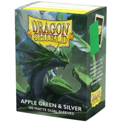 Dragon Shield: Standard Dual Sleeves: Apple Green & Silver [Matte] (100 Sleeves)