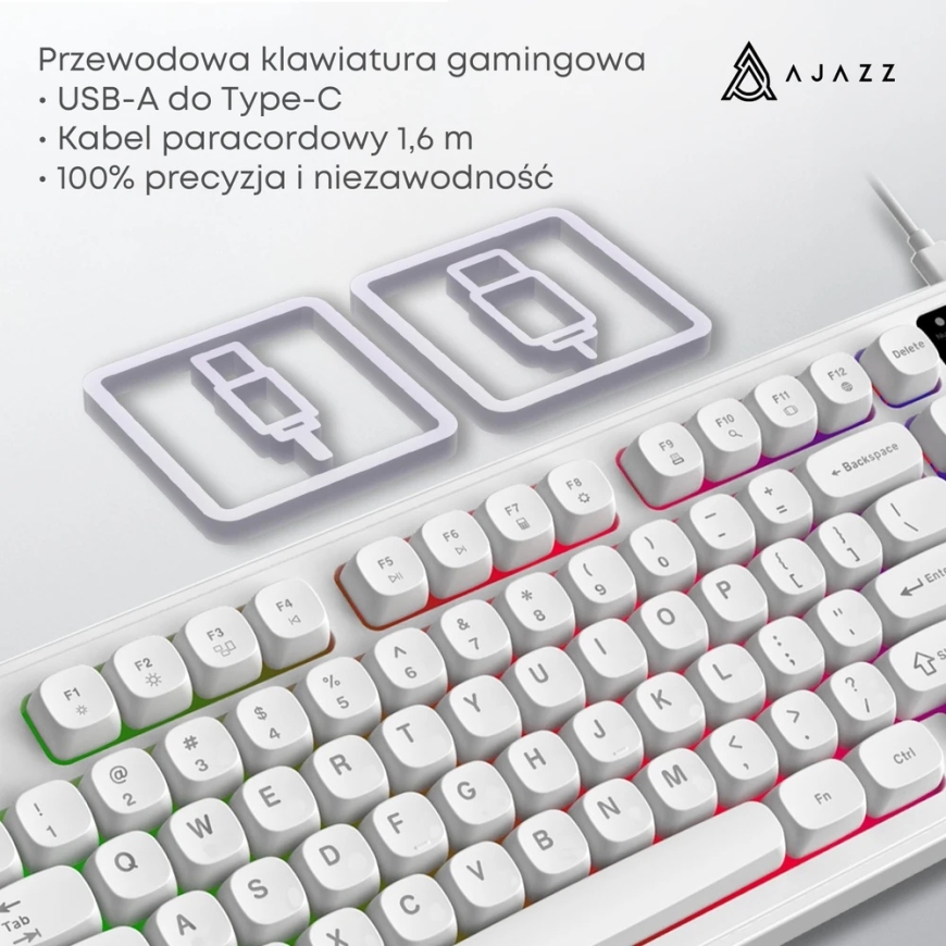 Wired Membrane Keyboard Ajazz AF98 White – 4