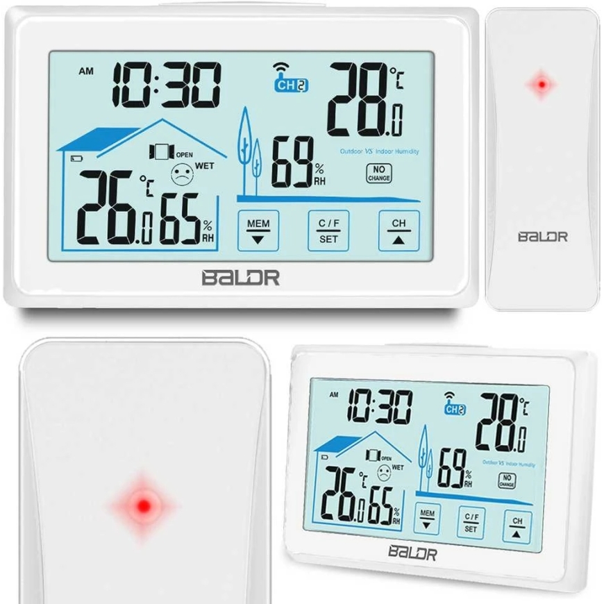 Baldr BD-910 baltā meteoroloģiskā stacija ar