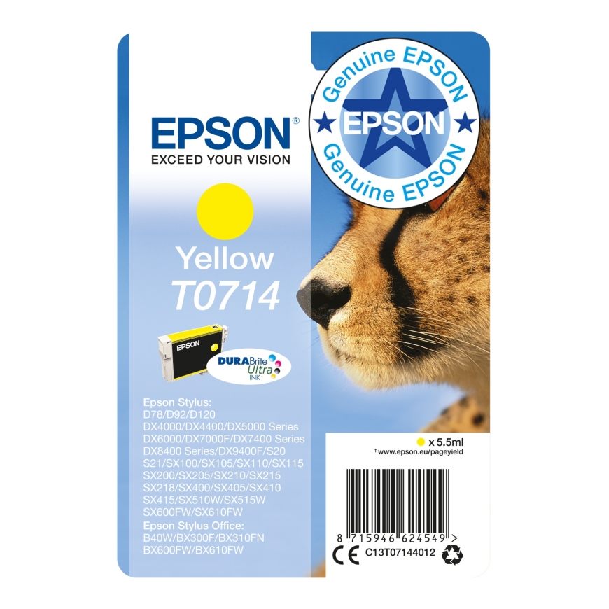 Epson T0714 tintes kārtridžs 1 pcs Oriģināls Dzeltens