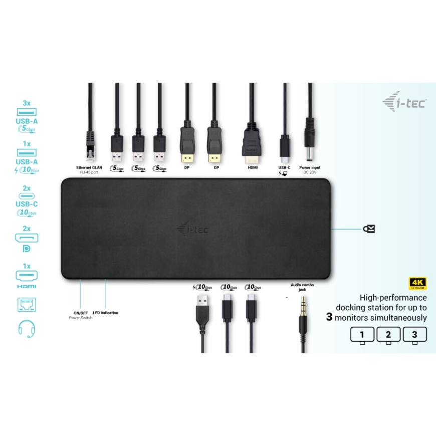i-tec USB-C Triple Display Docking Station Gen 2 Pro + Power Delivery 100W – 5