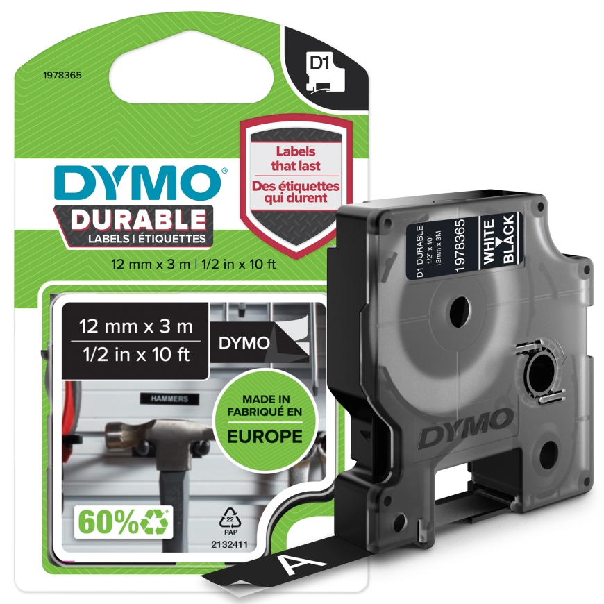 DYMO D1 Durable - White on