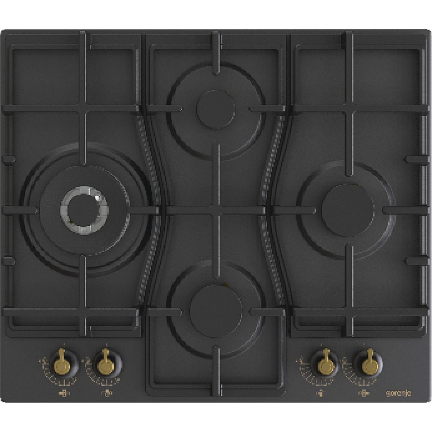 Gorenje GW6D42CLB keittolevy musta Kiinteä 60 cm Kaasuliesi 4 alue(tta)
