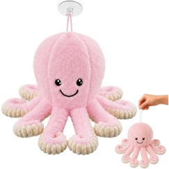 Lean Toys Plush Octopus with Stretchy Tentacles, Pink, 16 x 10 x 10 cm