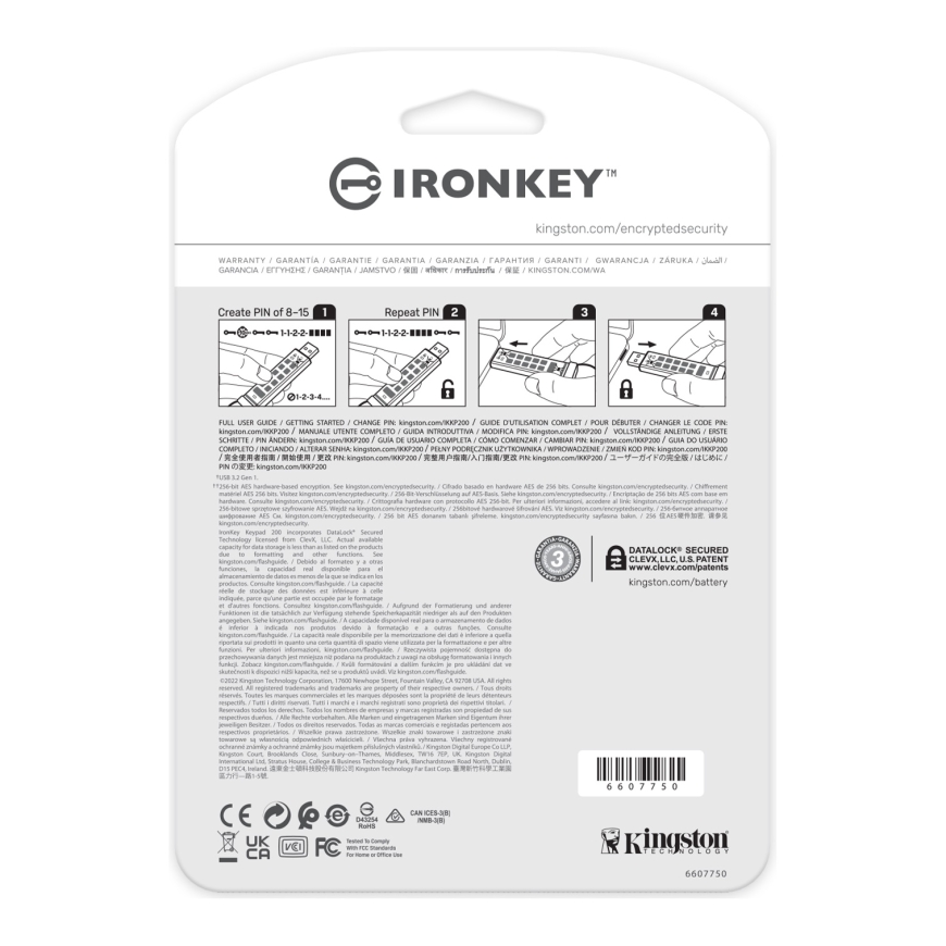 Kingston Technology IronKey Keypad 200 USB atmintukas 256 GB USB A tipo 3.2 Gen 1 (3.1 Gen 1) Mėlyna – 4