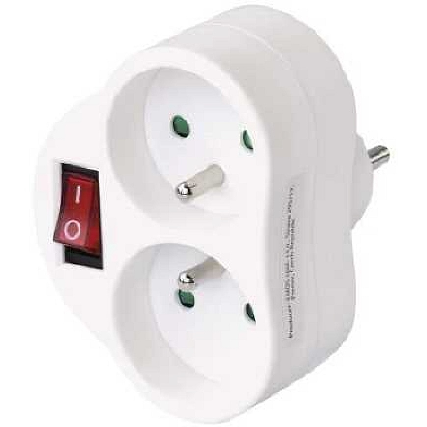 Emos Plug-in Splitter, 2 Socket with White Finish (P0062) – 2