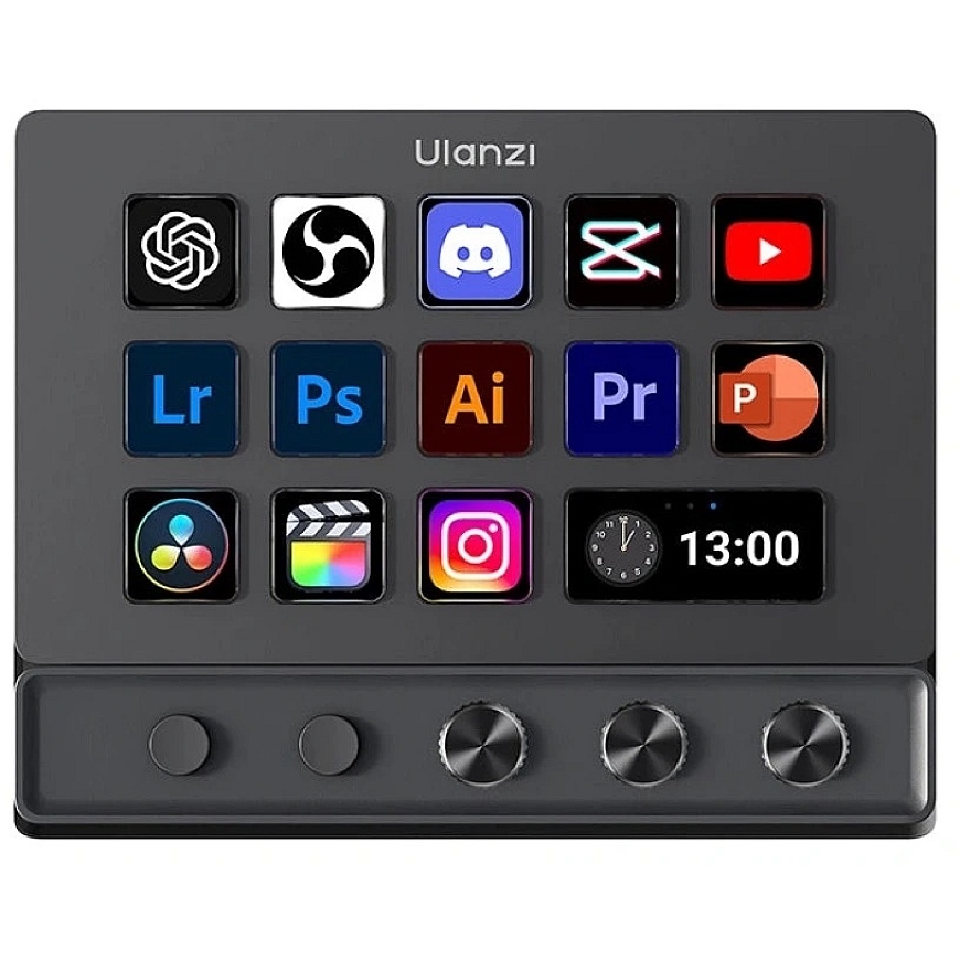 Stationary Computer Control Panel - Ulanzi D200X 14 Individual LCD Keys, 3 Encoder Knobs, HDMI 4K Output Black – 4