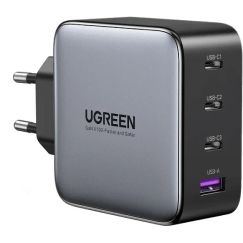 Seinale kinnitatav laadija UGREEN Nexode 100W, 3x USB-C + USB-A, GaN, Power Delivery, kokkuklapitav pistik.