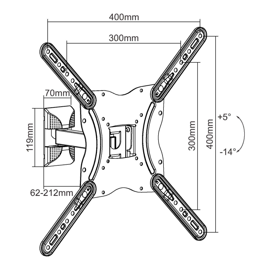 Equip 650406 televizora stiprinājums 139,7 cm (55") Melns – 5