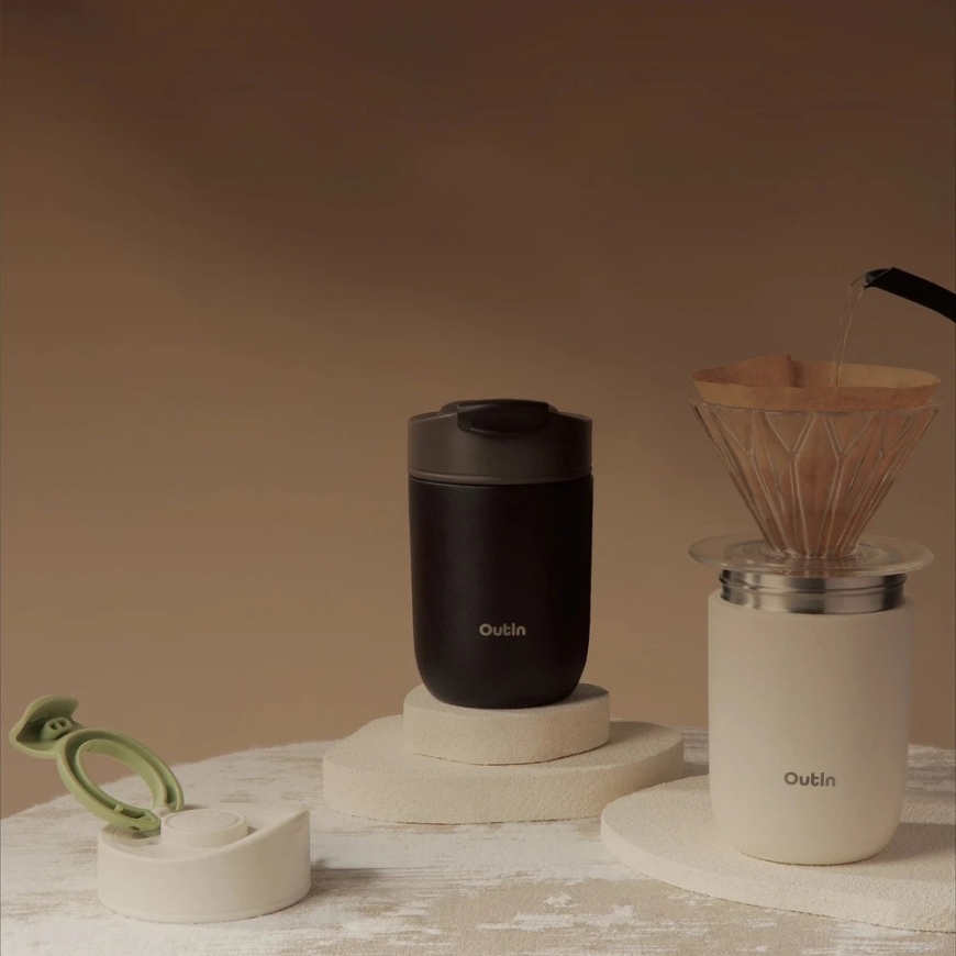 "OutIn Sand" thermal mug white – 3