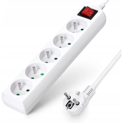 Plastrol 5 m pikendus, 5 pesa, valge, lülitiga