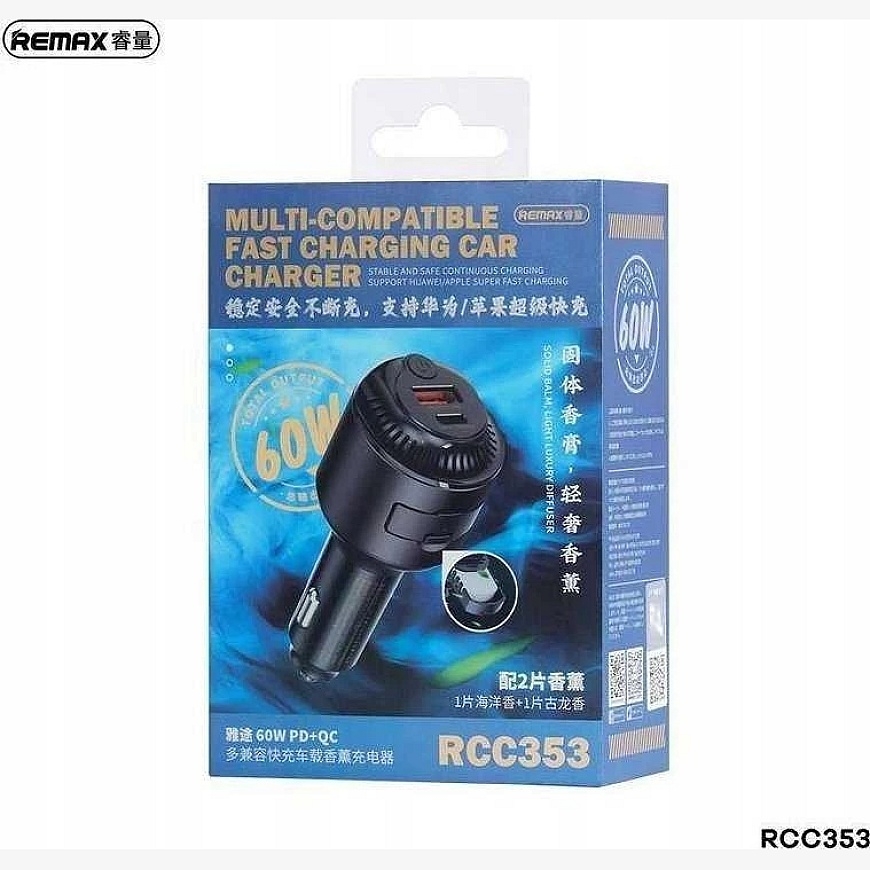 REMAX AUTOMAATTINEN LATAUSLAITE YATOY-SARJA HAJUSTEELLA 60W PD QC RCC353 1xUSB + 1xUSB-C Musta – 2