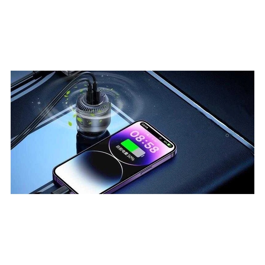 REMAX AUTOMAATTINEN LATAUSLAITE YATOY-SARJA HAJUSTEELLA 60W PD QC RCC353 1xUSB + 1xUSB-C Musta – 4