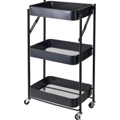 Mondex Folding kitchen cart, 3-tier, metal, 45.5 x 29.5 x 77 cm