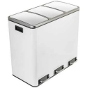 Spacetronik Three-Compartment Metal Trash Can, White Spacetronik Three-Compartment Metal Trash Can, White