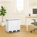 Spacetronik Three-Compartment Metal Trash Can, White Spacetronik Three-Compartment Metal Trash Can, White