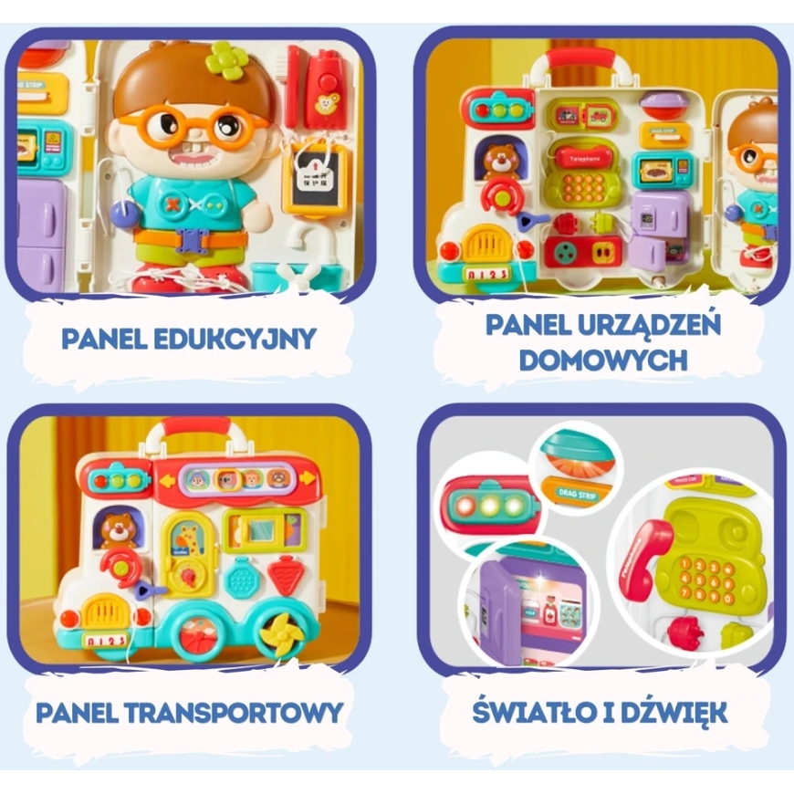 Woopie Baby WOOPIE Interactive Manipulative Board 3in1 – 4
