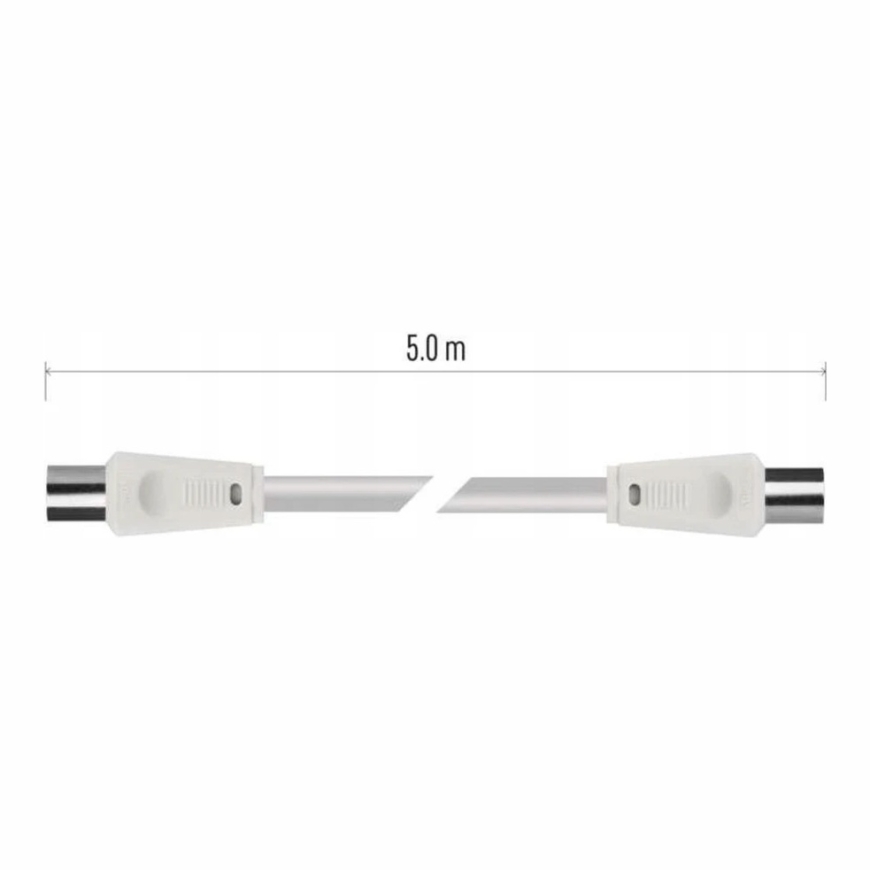 RF Cable for TV Antenna, 5m, Plug - Socket, White EMOS – 3