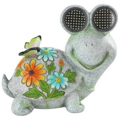 Maximex Turtle Solar-Powered Garden Figurine, Turtle with Illuminated LED Eyes, 17 x 20 cm