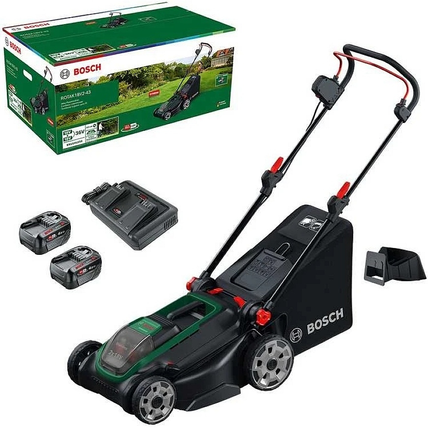 BOSCH akumuliatoriskā zāles pļāvēja ROTAK18V2-43, 2x18V