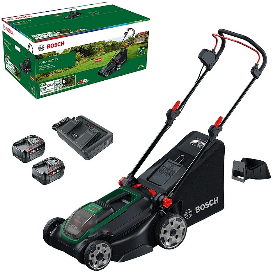 BOSCH akkukäyttöinen ruohonleikkuri ROTAK18V2-43, 2x18V, 2x4,0 Ah – 4
