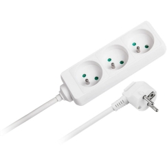 Extension Cord, 3 Outlets, 5 m, French Type, Without Switch (3x1.5 mm), Rebel White