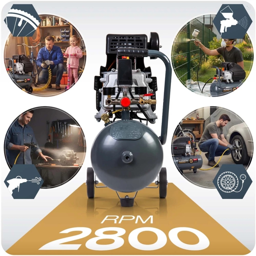 компрессор масляный воздушный 24л 10 бар Humberg HM-264 – 3