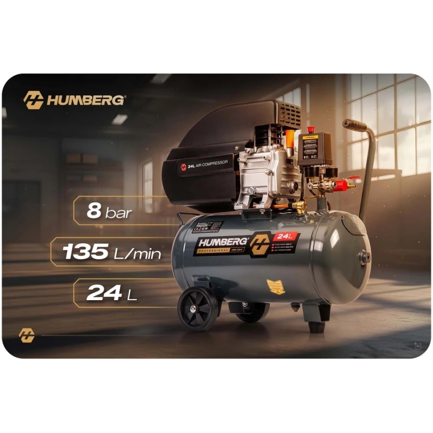 компрессор масляный воздушный 24л 10 бар Humberg HM-264 – 4