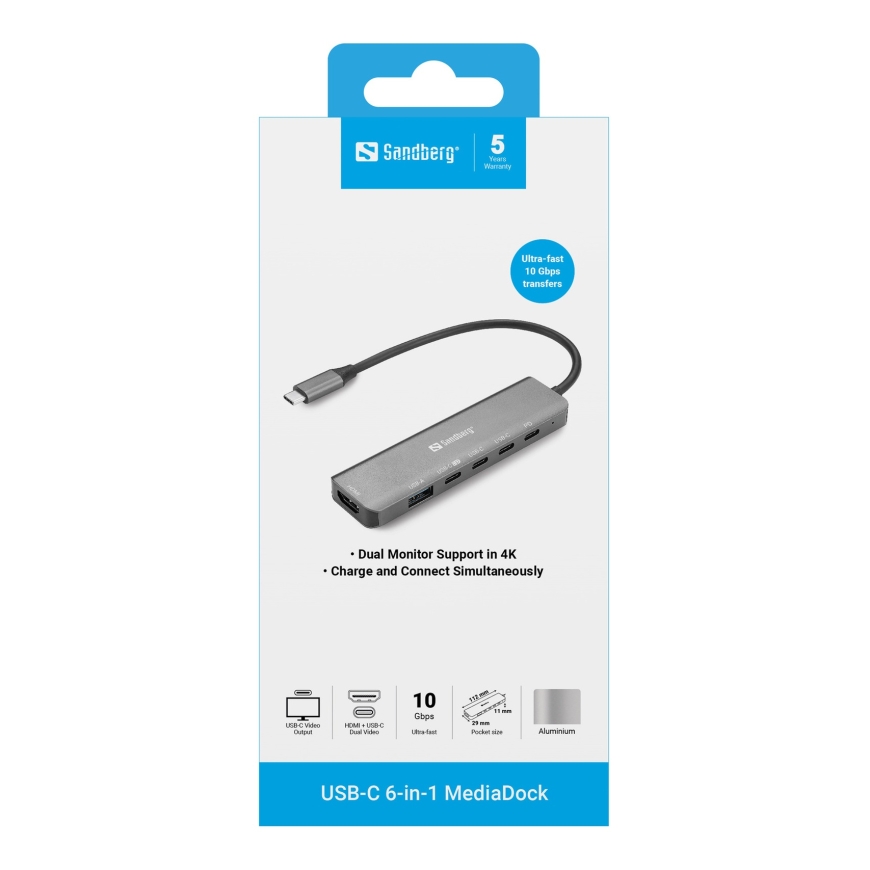 Sandberg USB-C 6-in-1 MediaDock – 2
