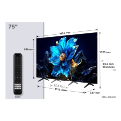 TCL P7K 75P7K televizorius 190,5 cm (75") 4K Ultra HD Smart TV „Wi-Fi“ Metalinis 450 cd/m²