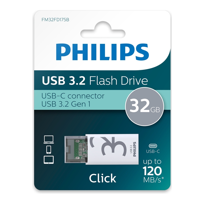 Philips Click USB flash drive 32 GB USB Type-C 3.2 Gen 1 (3.1 Gen 1) Transparent, White – 5