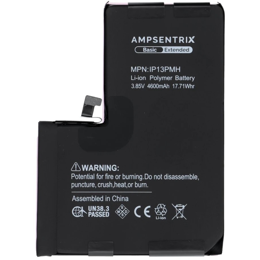 OEM AmpSentrix Basic battery for iPhone 13 Pro Max (high capacity 4600 mAh) – 3