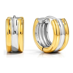Round Two-Tone Steel Earrings VJDE0306081-PS
