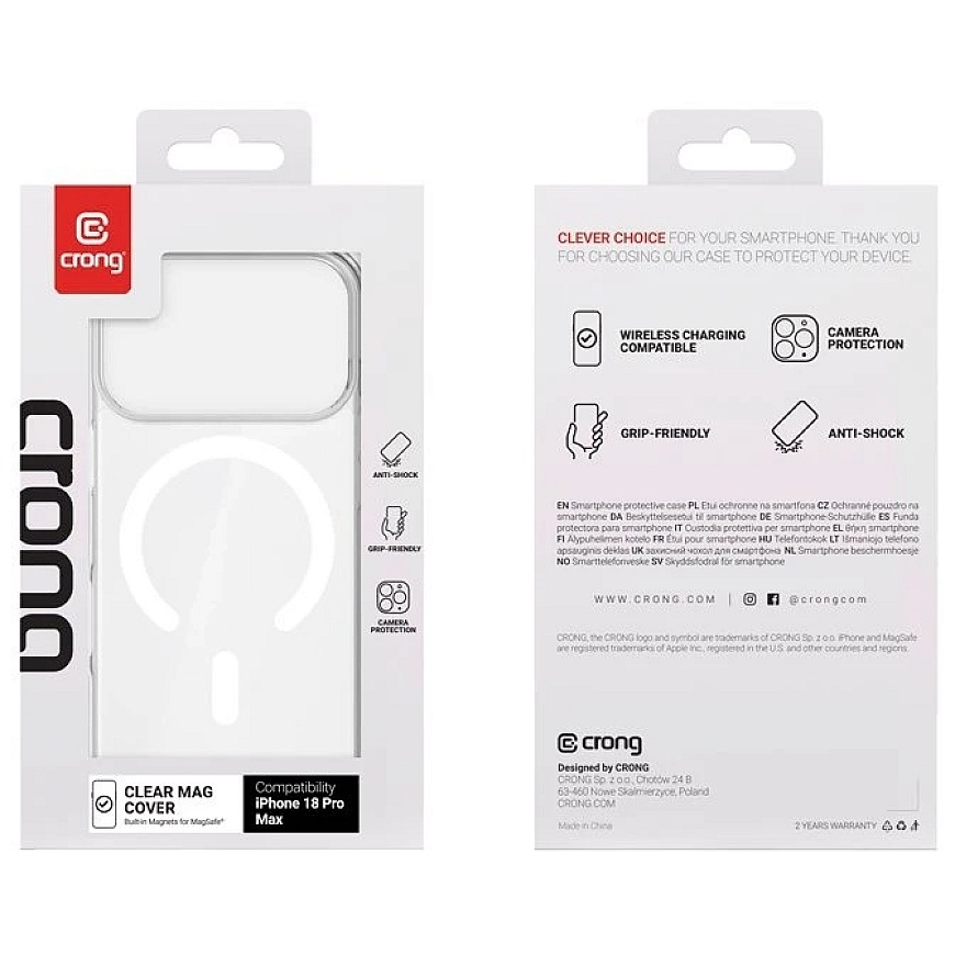 Permatomas Crong Clear MAG Cover dėklas iPhone 18 Pro Max / 17 Pro Max