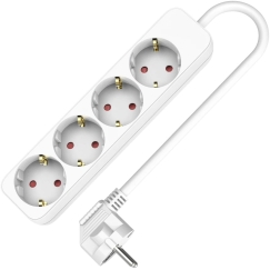 Plastrol Extension Lead with Four Sockets 4x2p+Z, Schuko, 31.5 16A 5m White