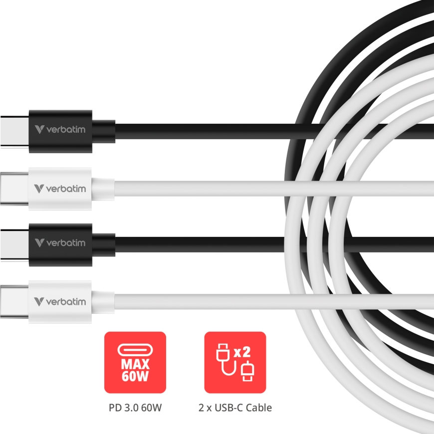 Verbatim Essentials Sync & Charge USB-C to C Cables – 4