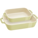 STAUB COOKING Set of 2 Rectangular Baking Trays, Light Green STAUB COOKING Set of 2 Rectangular Baking Trays, Light Green
