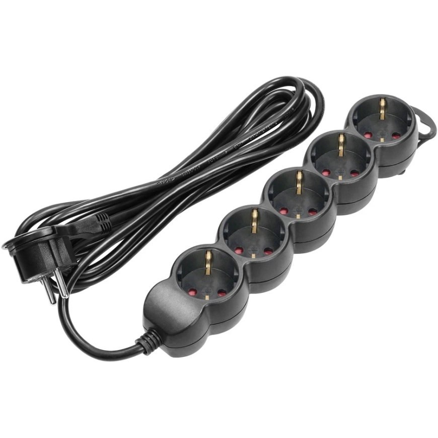 Orno Five-Socket Black Extension Lead with Schuko Plug, 3m – 2