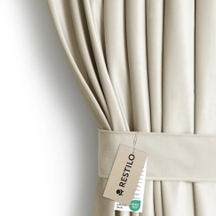 AmeliaHome Velvet Curtain with Loops 140 × 160 cm, Light Sand