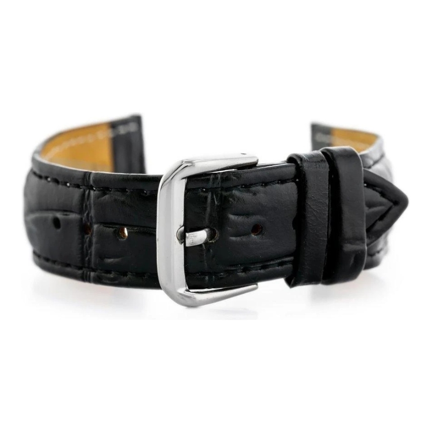 Pacific W102L black leather watch strap - 24mm